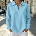thumbnail image 2 of Tops for Women Long Sleeve Solid Color Casual Waffle Knit Top, 2 of 9