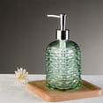 thumbnail image 6 of Wave Pattern Glass Liquid Soap Dispenser Bottle With Press Pump, Refillable Container For Hand Soap Shampoo Or Body Wash, Durable Thick Glass, Stylish Bathroom Or Kitchen Decor, 6 of 6