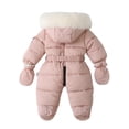 thumbnail image 3 of Hotiary Infant Baby Jumpsuit Outfit with Gloves Toddler Snowsuit Winter Coat Fleece Hooded Romper Jumpsuit Boys Girls Onesie Warm Bodysuit for 3-18 Months, 3 of 8