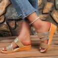 thumbnail image 4 of Willtoo Women's Glitter Sequins Peep Toe Platform Wedge Slip On Mules Plus Size Summer Orthopedic Sandals, 4 of 7