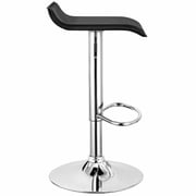 Resenkos Set of 2 PU Leather Bar Stools Dining Chairs with Adjustable Counter Height Footrest, Black