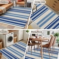 thumbnail image 6 of Vintage Stripes Washable Area Rugs 3'x5', Navy Blue Beige Striped Retro Lines Low Pile Throw Living Room Rug Non-Slip Sturdy Edge Binding Carpet for Indoor Entryway Bedside Kitchen, 6 of 9