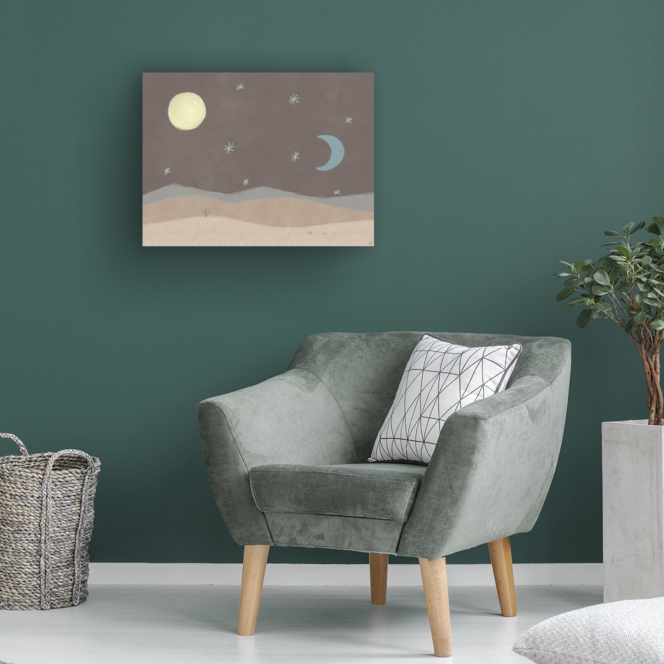 Canvas Wall Art - Line and Brush 'Calm Desert Landscape ' Wall Art for Living Room, Bedroom, or Office Décor by Trademark Fine Art - 24 x 18 Inches