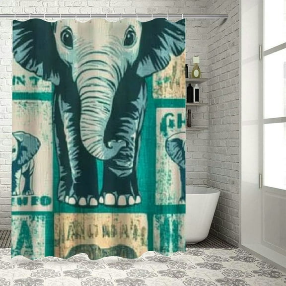 Autua Elephant Baby Silk Screen Shower Curtain with Hooks - Chic Modern Bathroom Decor 36"x72