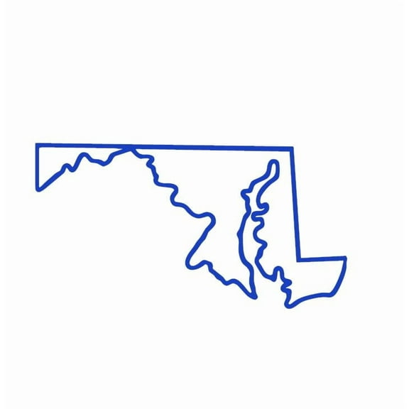 State Map Outline Maryland Vinyl Decal Sticker UV & Waterproof Bumper Window Laptop Automotive Water Bottle Gift accessories – BLUE 5"