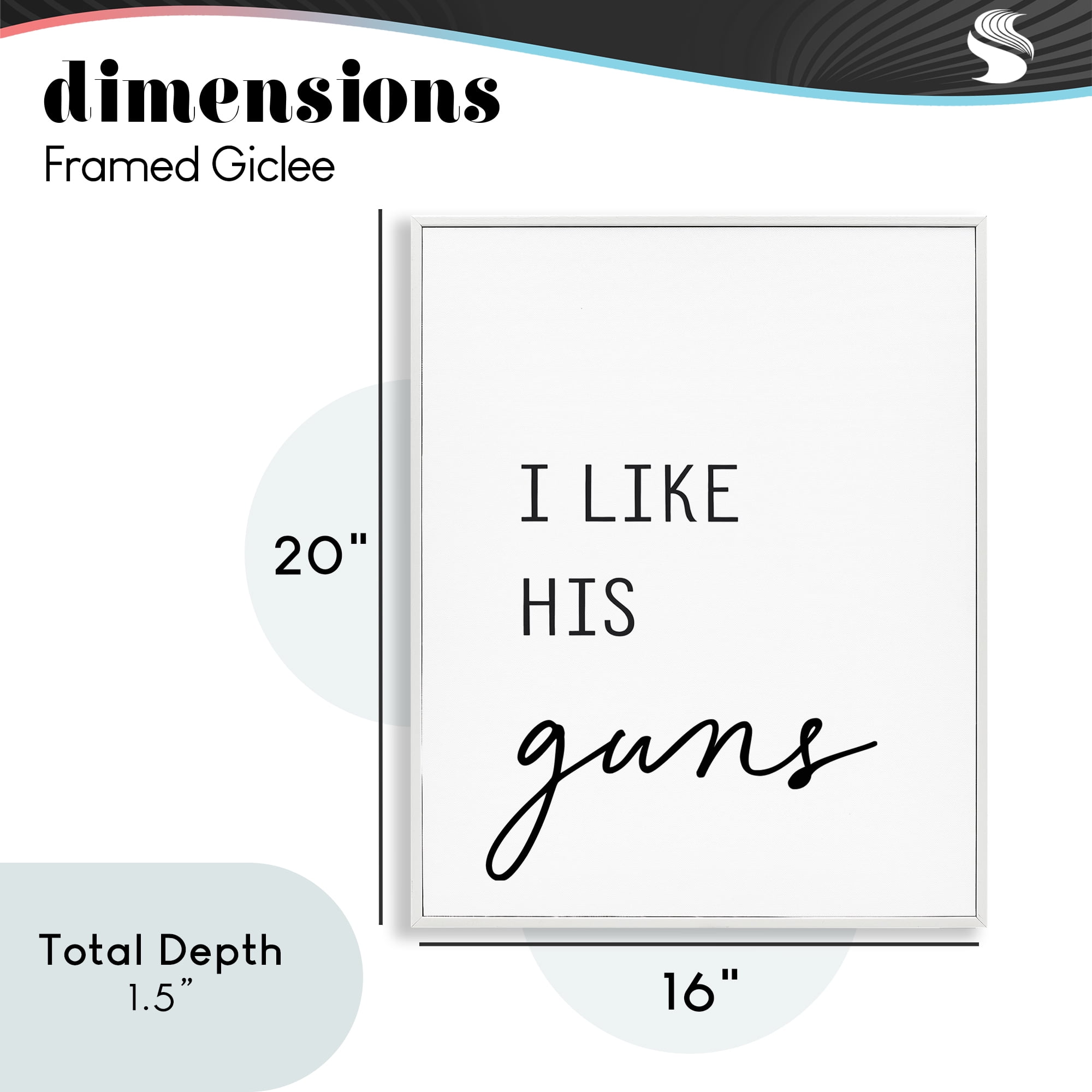 Like His Guns White Framed Giclee Art, design by Lettered and Lined