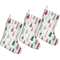 Christmas Stockings Multicolor Christmas Tree Pattern Personalized 3 Pack 14.8 Inch