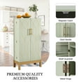 thumbnail image 4 of HLR 45" Kitchen Pantry Cabinet with Doors and Adjustable Shelves, Food Storage for Dining Room, Green, 4 of 10