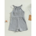 thumbnail image 2 of Toddler Baby Girl Short Jumpsuit Kid Girls Sleeveless Sling Ribbed Solid Rompers Shorts Shorts Casual One Piece Cloths 6M-4Y, 2 of 9