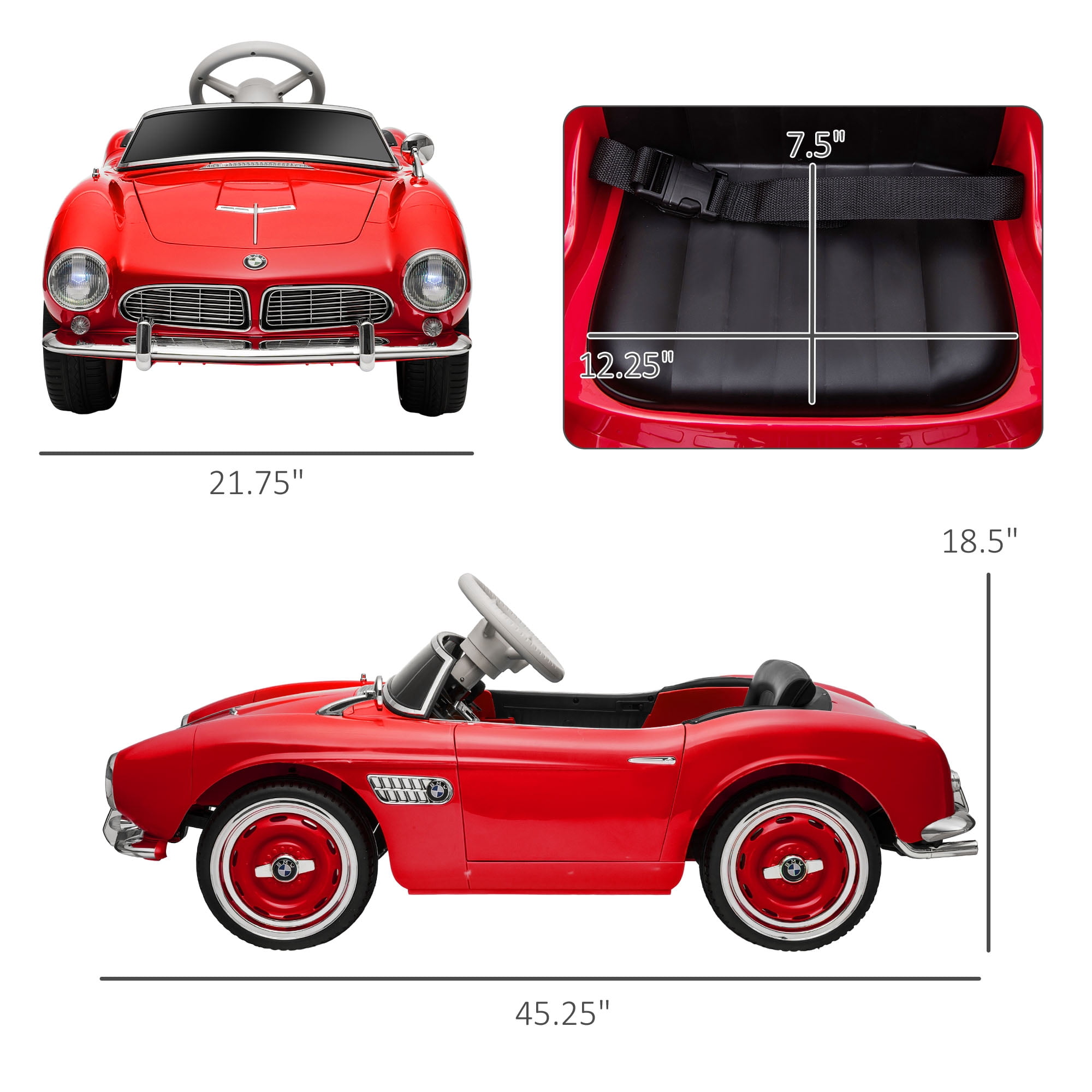 Aosom Licensed BMW 12V Kid Electric Ride-On Car with Easy Transport, Red