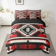 thumbnail image 2 of Homewish Vintage Aztec Print 7-Piece Twin Bedding Sets,Abstract Rhombus Striped Bedding Comforter Set,Red Black White Sheet Sets For Adults,Luxury Bedroom Decor Reversible, 2 of 8