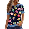 thumbnail image 4 of GNFQXSS Womens Easter Shirt Classic Crew Neck Pull On Stretch Tee Polka Dot Egg Bunny Graphic Top For Spring Picnic Holiday Leisure Black XXXL, 4 of 6