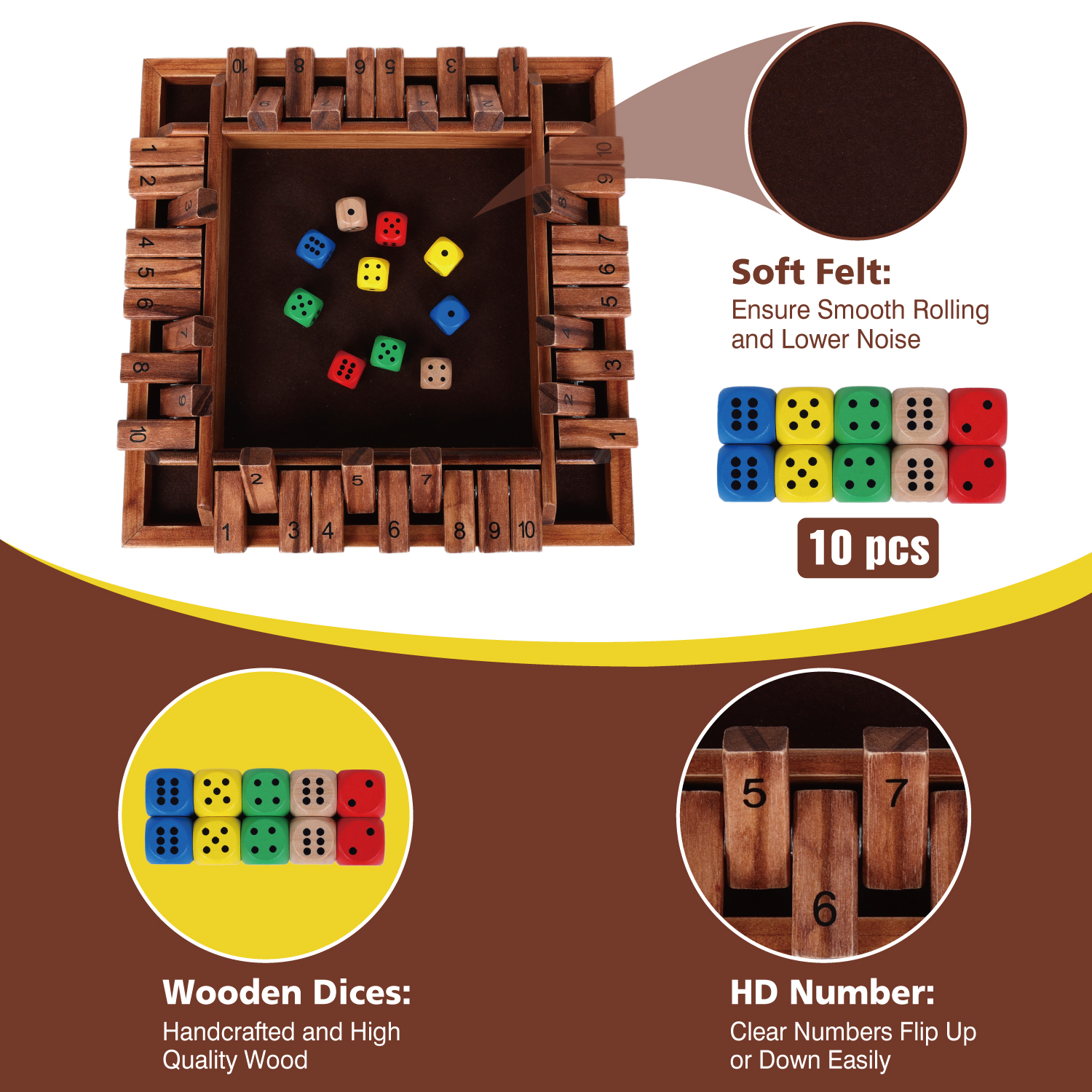Fugocen Shut The Box Dice Game with 10 Dice photo 2