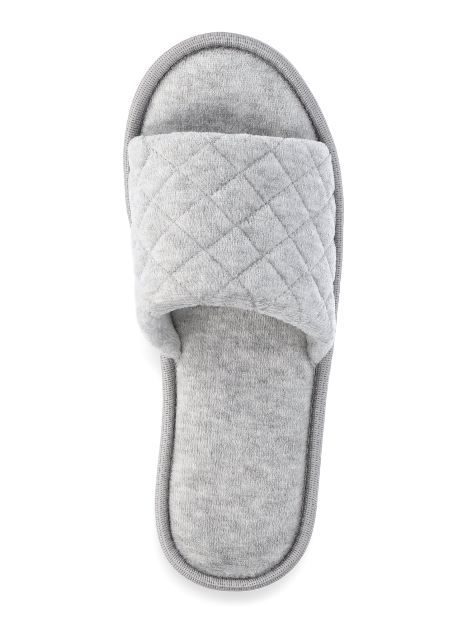 Joyspun Women's Quilted Single Band Slide Slippers, Wide-Width Available