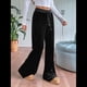thumbnail image 5 of Pantalones de Terciopelo para Mujer con Cintura con Cordón y Pierna , Pantalones Casuales de Estar por Casa. Negro M, 5 of 10