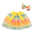 thumbnail image 1 of ITFABS Jupe Bulle Taille Haute Colorée Décontractée pour Enfants avec Nœud et Pince à Cheveux, 1 of 9