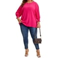 thumbnail image 4 of Agnes Orinda Women's Plus Size Chiffon Tops Batwing Ruffle Long Sleeve Casual Loose Shirts Blouses 1X Hot Pink, 4 of 7