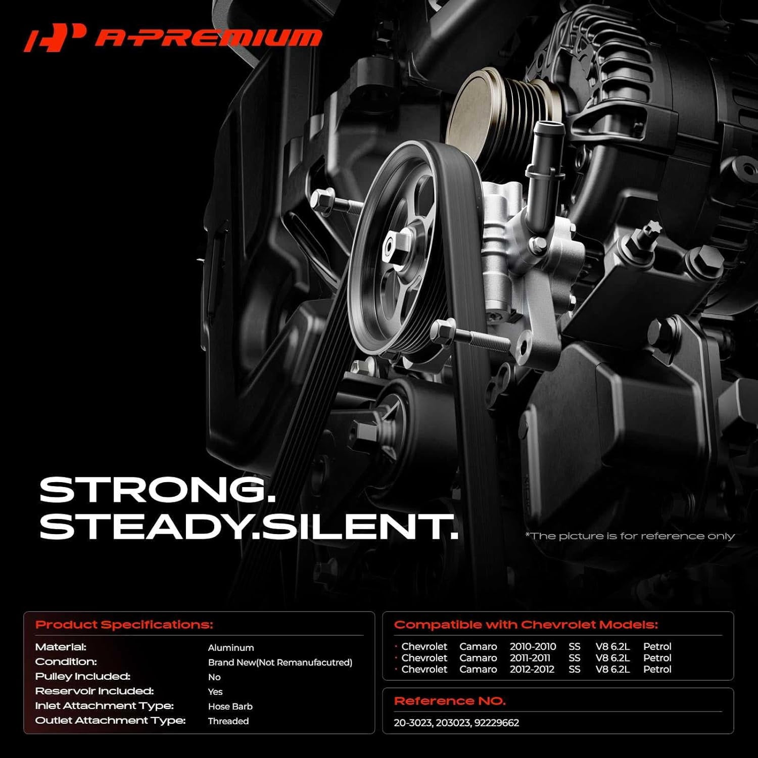 A-Premium Power Steering Pump with Reservoir Replacement for Chevrolet Camaro 2010-2012