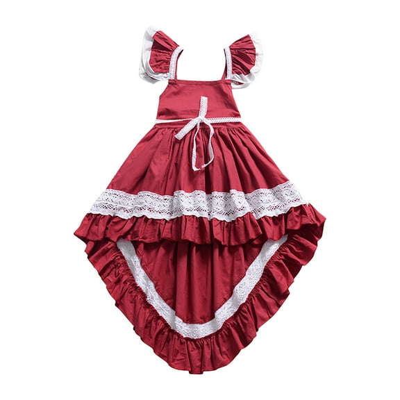 Baby Girls Summer Clothes Toddler Baby Cute Flying Sleeves Lace Hollow Out Irregular Dresses Children Beach Dress
