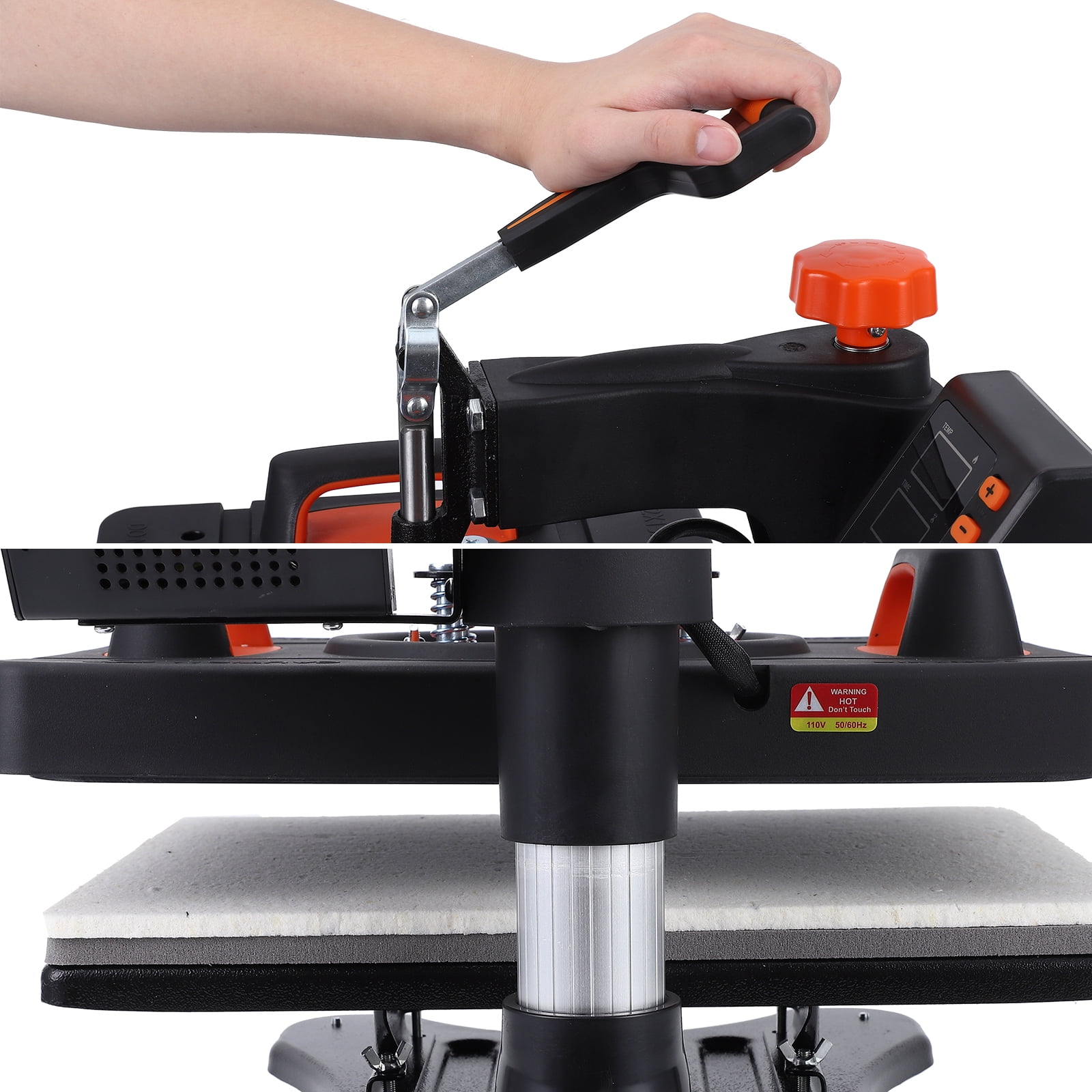 6-in-1 Heat Press Machine for T-Shirts and Hats, 800W Sublimation Heat Press with 360° Rotation Swing-Away Design, Dual-Tube Heating for DIY Printing on T-Shirts, Caps, and Mugs (12 X 15'')
