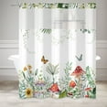 thumbnail image 4 of Mizhona Spring Floral Hookless Shower Curtain Green Leaves with Mushroom No Hook Shower Curtain with Snap in Liner Bathroom Decor 71"W x 71"L, 4 of 8