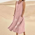 thumbnail image 2 of Ruimatai Women's Sleeveless Linen Dress Summer Casual Round Neck Printed Long Maxi Dress Soft Breathable Comfortable Party Beach Vacation Outfit, 2 of 8