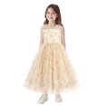thumbnail image 4 of IBTOM CASTLE Flower Girls Dress for Wedding Round Neck Sleeveless Floral Embroidered Ruffle Tulle Dress Birthday Party Princess Pageant Gown with Bowknot 13-14 Years Beige, 4 of 7