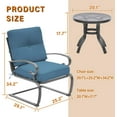 thumbnail image 3 of SOLAURA 3-Piece Outdoor Bistro Sets Patio Metal Spring Chairs and Coffee Table Set with Peacock Blue Cushions, 3 of 7