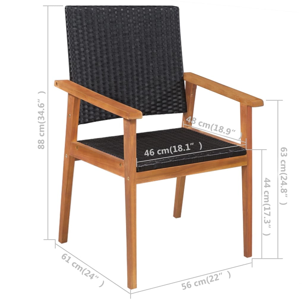 Kepooman Outdoor Patio Rattan Wicker Dining Table Set with Stackable Armrest Chairs, Set of 5, Black Kepooman Outdoor Patio Rattan Wicker Dining Table Set with Stackable Armrest Chairs, Set of 5, Black