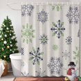 thumbnail image 4 of Christmas Snowflakes Shower Curtains for Bathroom, Xmas Green Blue Waterproof Fabric Shower Curtain for Bathroom Bathtub Decoration, Machine Washable, 54x"78", 4 of 9