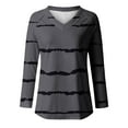 thumbnail image 4 of Annhoo Going out Tops for Women Fall Long Sleeve Casual V Neck T Shirts Trendy Stripes Print Blouse Tees, 4 of 4