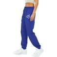 thumbnail image 2 of Makaor Joggers for Women with Pockets Solid Baggy Fleece Loose Sweatpants with Elastic Waist Blue S, 2 of 4
