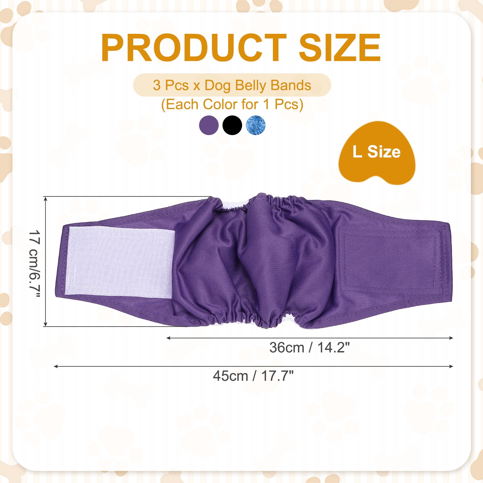 Uxcell Belly Bands for Male Dogs, Reusable Washable Dog Diapers High Absorbing Wrap Diapers, (3Pcs, L, Denim Color, Purple, Black), Intended for Male Small Doggie/Puppies Training
