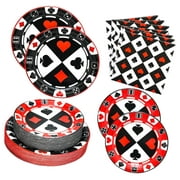 Myst Design 180PCS Casino Party Supplies for 60, Poker Night Paper Plates and Napkins Set for Casino Themed Birthday Party Decor, Including Dinner Plates, Dessert Plates, Napkins