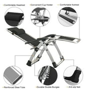 MOPHOTO Zero Gravity Chair Camping Recliner Lawn Recliner, Patio Lounger Chair, Outdoor Portable Chaise with Detachable Soft Cushion, Cup Holder, Headrest