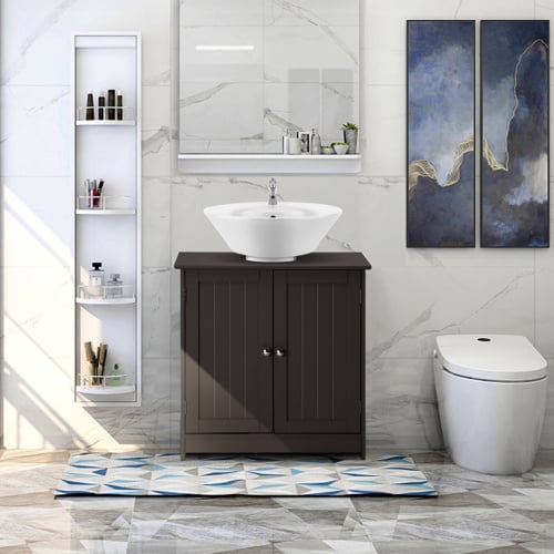 Pedestal Sink Storage Cabinet, Bathroom Under Sink Cabinet with 2 Doors and  Open Shelf, Bathroom Vanity, Gray - AliExpress