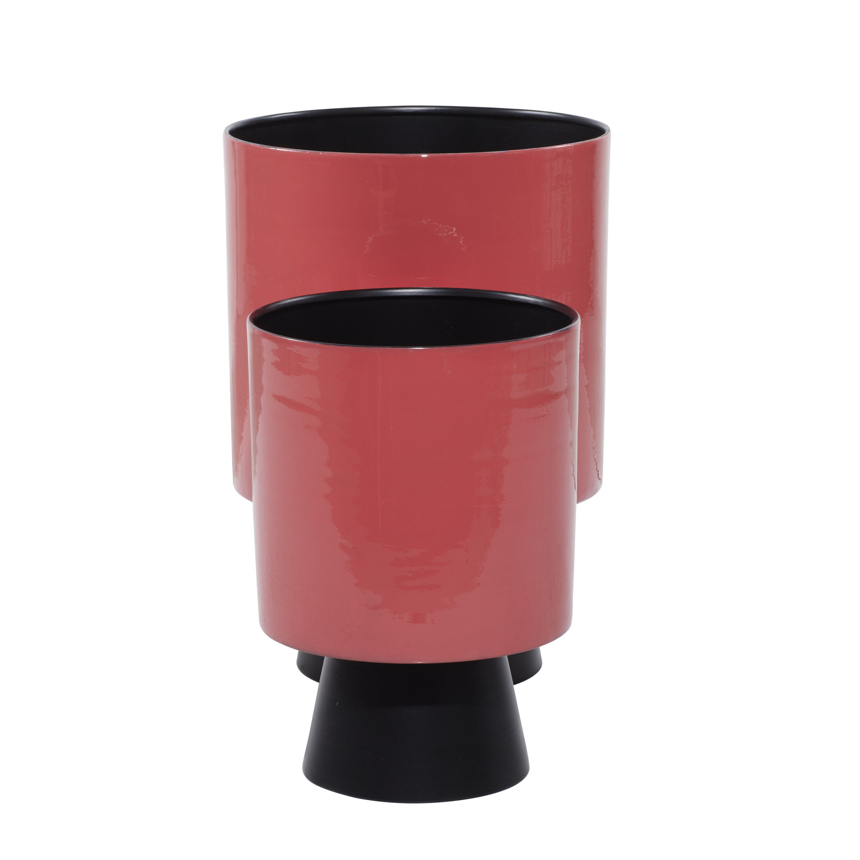 DecMode 14", 11" Red Metal Modern Planter, 1 - Piece