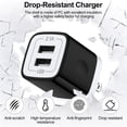 thumbnail image 2 of Dual-Port Wall Charger Block with 2 Pack 10FT USB-A to Type-C Braided Cables, Phone Charger Compatible with iPhone 17/16/15 Pro Max iPad Pro Galaxy S26 Android, Black, 2 of 7