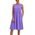 thumbnail image 3 of Sentmoon Robe Cocktail pour Femmes Robes pour Femmes Été Couleur Unie Sans Manches Col Ras du Cou avec Poches Respirante Coupe Régulière Robes d'Été Mode pour Femmes 2026 P-5TG, 3 of 9