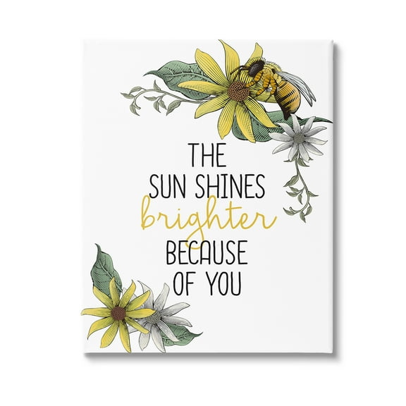 Stupell Industries Sun Shines Brighter Botanical & Floral Painting Gallery Wrapped Canvas Art Print Wall Art, 16 x 20