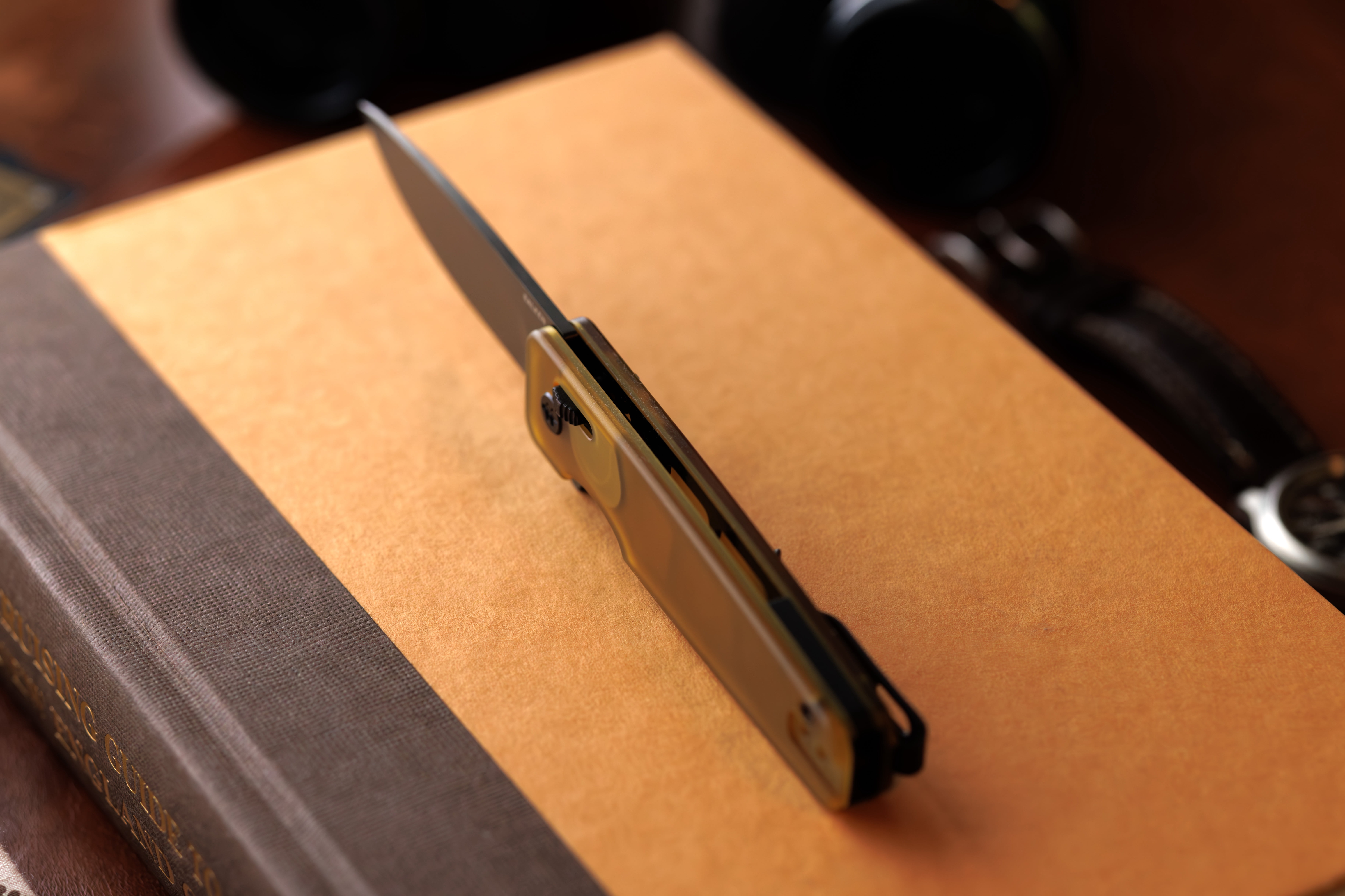 Swiss Tech Balken Folding Knife, Ultem, D2 Steel, Back Flipper, PEI, Ball Bearing