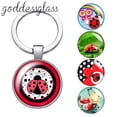 thumbnail image 2 of Llavero redondo de cristal con forma de mariquita para regalo, llavero con diseño de animales y insectos, ideal para regalo, 2 of 4