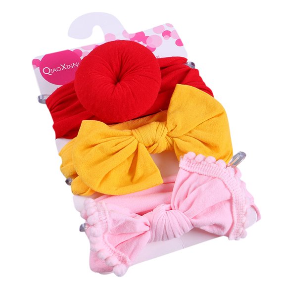 FRSASU Kids Clothing Clearance,3Pcs Floral Headband Girls Baby Elastic Bowknot Accessories Hairband Set