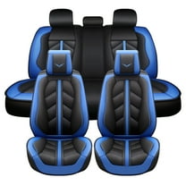 Maidao Car Seat Covers Leather Full Set for Buick for Lucerne 2006-2011 5 Seats Compatible Airbag Water Resistant Front Rear Cushion Protector Blue