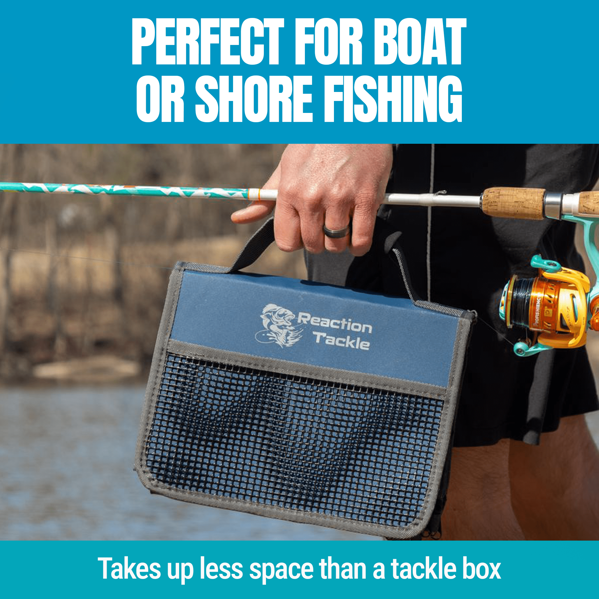 Reaction Tackle Deluxe Speed Binder - Salt Water Resistant Fishing Tackle Binder with 4 Single Pocket Sleeves and 2 Double Pocket Sleeves