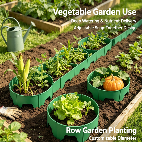 Adjustable Interlocking Plant Grow Rings, PP Plastic Plant Guard with Snap‑Together Panels, Garden Plant Border for Vegetables, Flowers, Shrubs & Young Trees