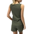 thumbnail image 7 of UAMVSH Two Piece Sets for Women V Neck Knit Tank Top with Drawstring Shorts Matching Lounge Sets Sleeveless Airport Travel Outfit, 7 of 7