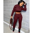 thumbnail image 2 of Akmipoem Women 2 Piece Outfits Tracksuit Crop Hoodie Jogger Sweatsuit Jogging Sets, 2 of 6