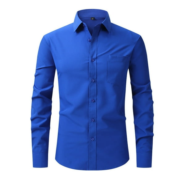Men's Solid Color Long Sleeved Shirt - Casual Fashion Business Shirt Jacket