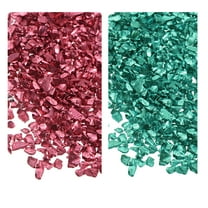 Uxcell 2 Colors Crushed Glass Chips, 1-4mm Irregular Sequins Metallic Color Glass 28g Red, Dark Green
